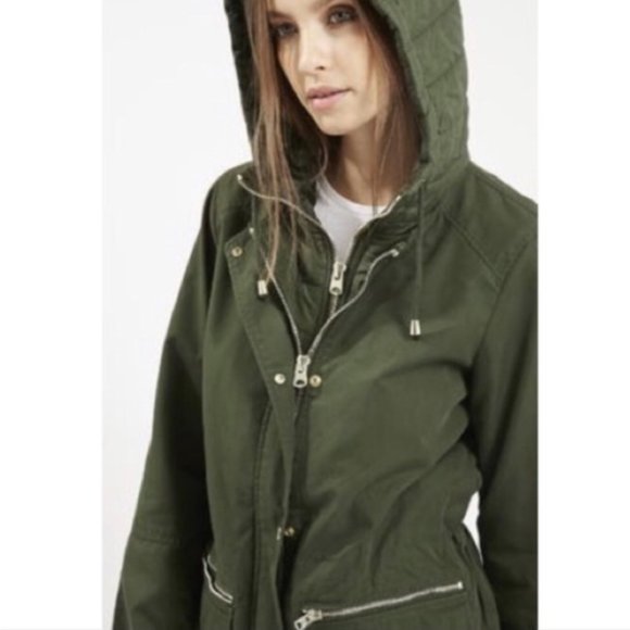 Topshop Jackets & Blazers - Topshop Hooded Utility Jacket w/ Hood & Double Zip